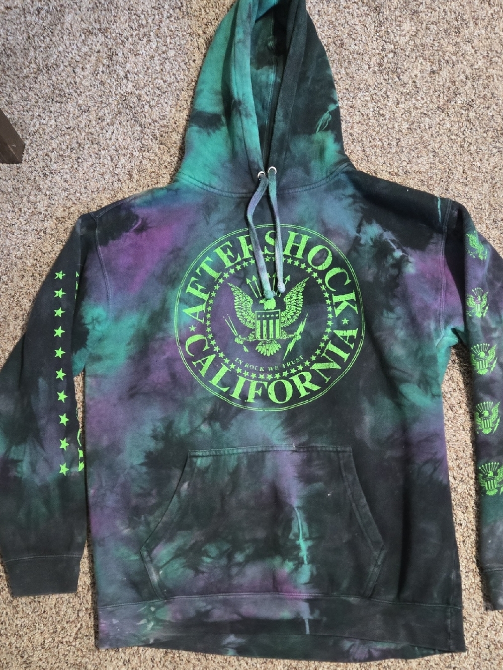 Aftershock California 2022 Tie-Dye Hoodie in Black, Purple & Teal